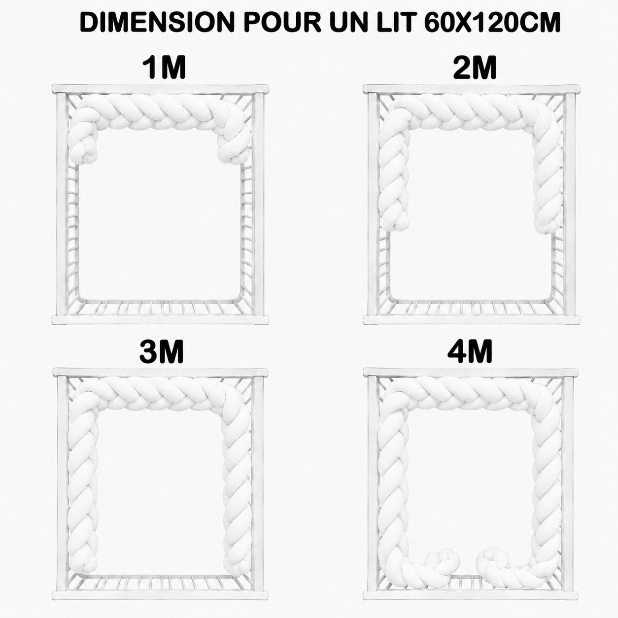 Tresse tour de lit bébé disponible en 2m et 3m
