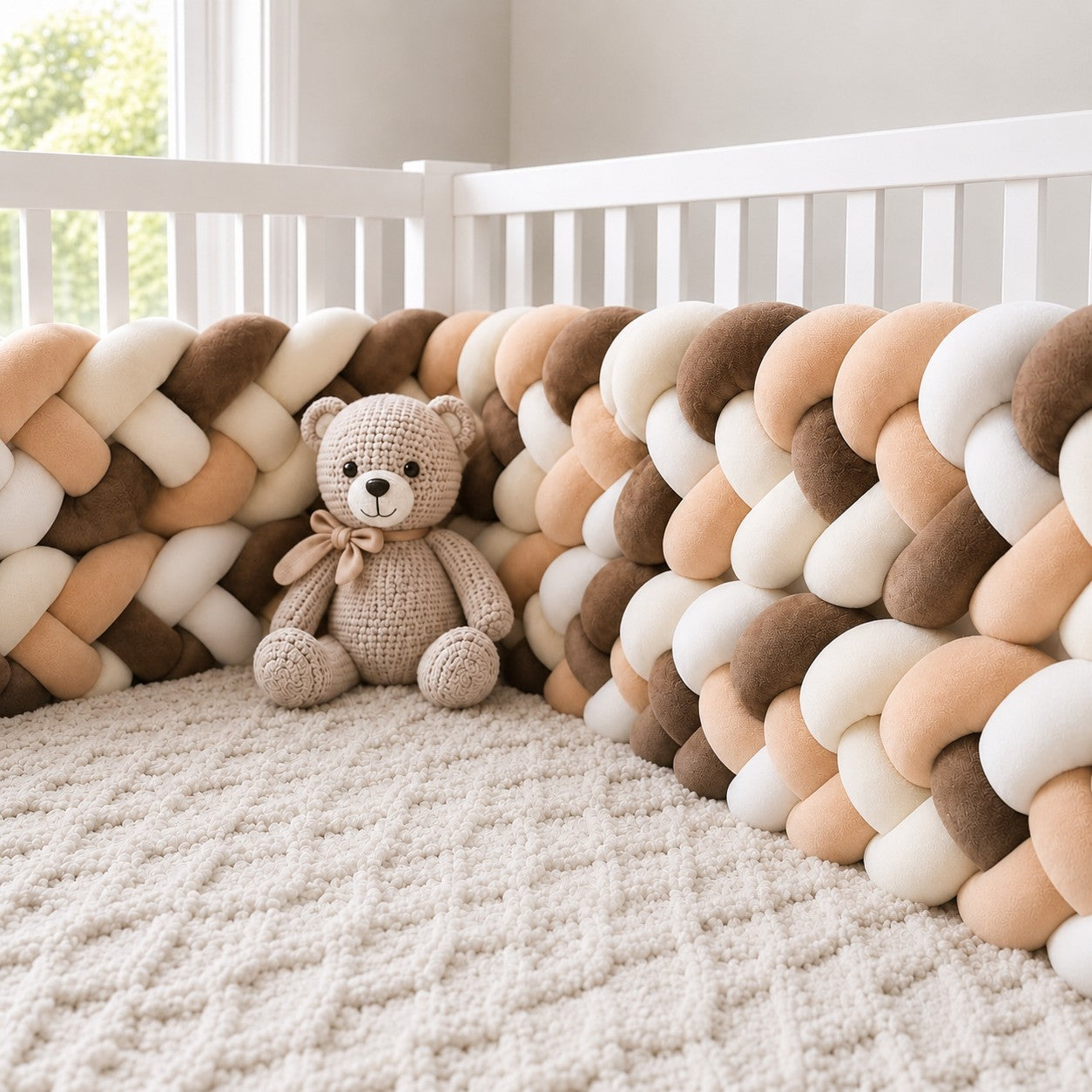 Tresse de lit bébé en coton au toucher velours