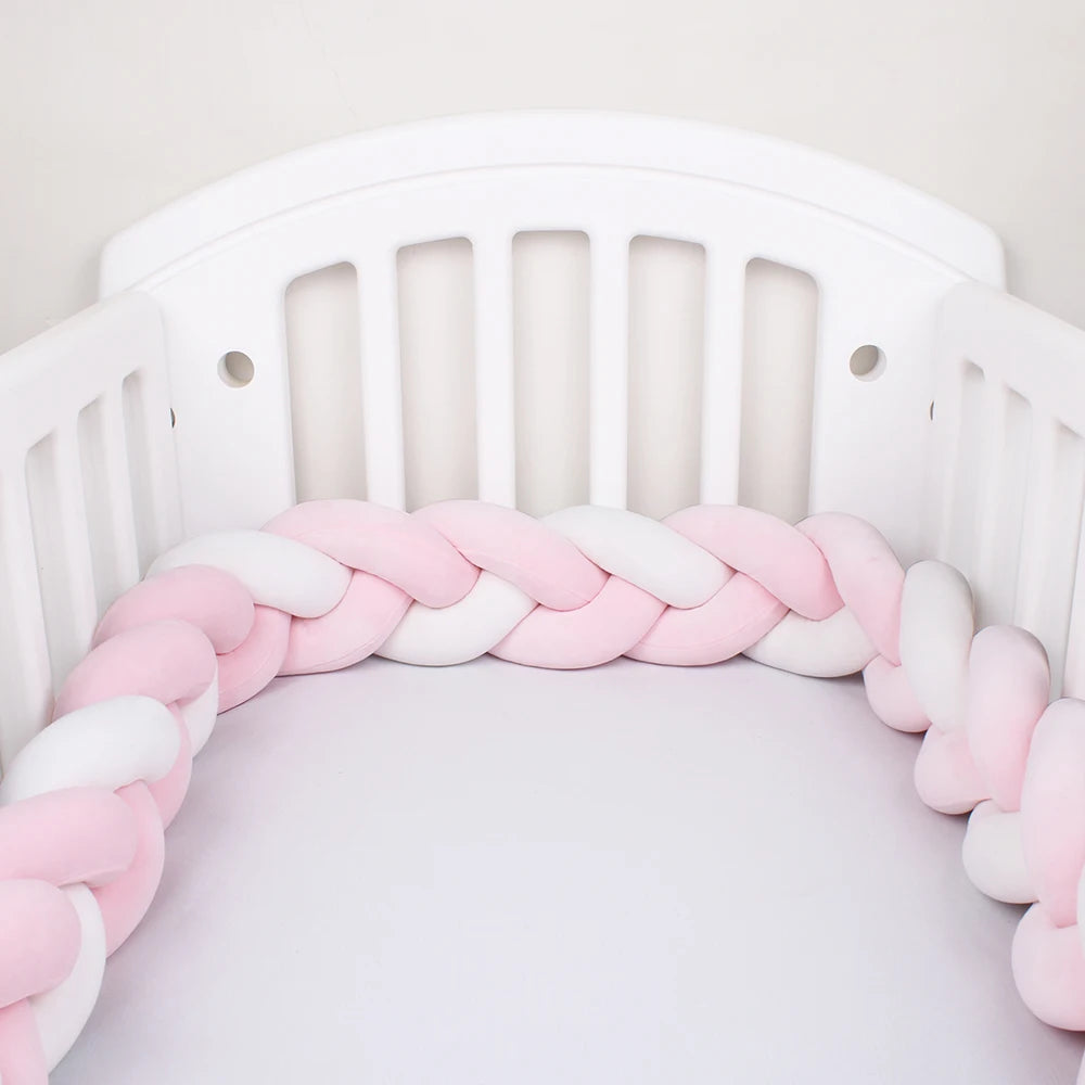 1-4M Baby Bed Bumper For Cribs Boy Girl Baby Bedside Protector  Knotted Braided Cot Room Decor