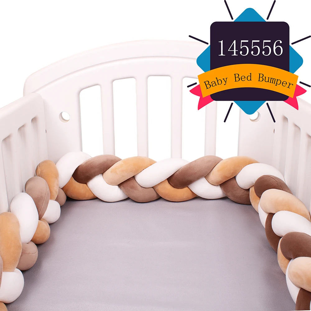 1-4M Baby Bed Bumper For Cribs Boy Girl Baby Bedside Protector  Knotted Braided Cot Room Decor