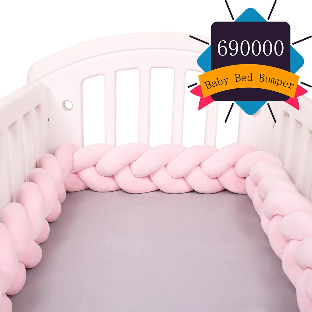 1-4M Baby Bed Bumper For Cribs Boy Girl Baby Bedside Protector  Knotted Braided Cot Room Decor