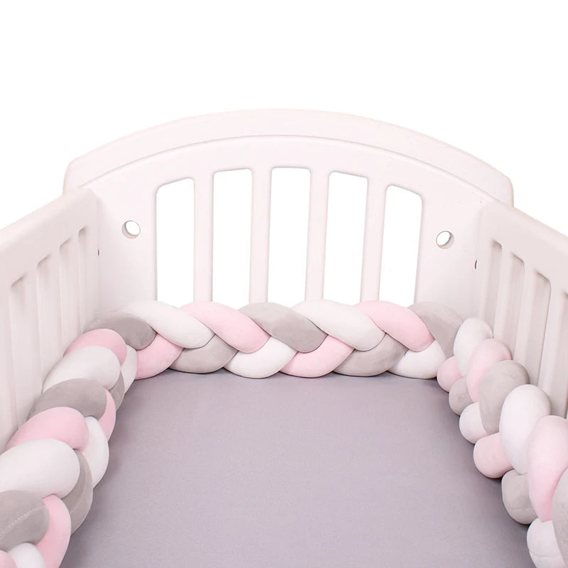 1-4M Baby Bed Bumper For Cribs Boy Girl Baby Bedside Protector  Knotted Braided Cot Room Decor