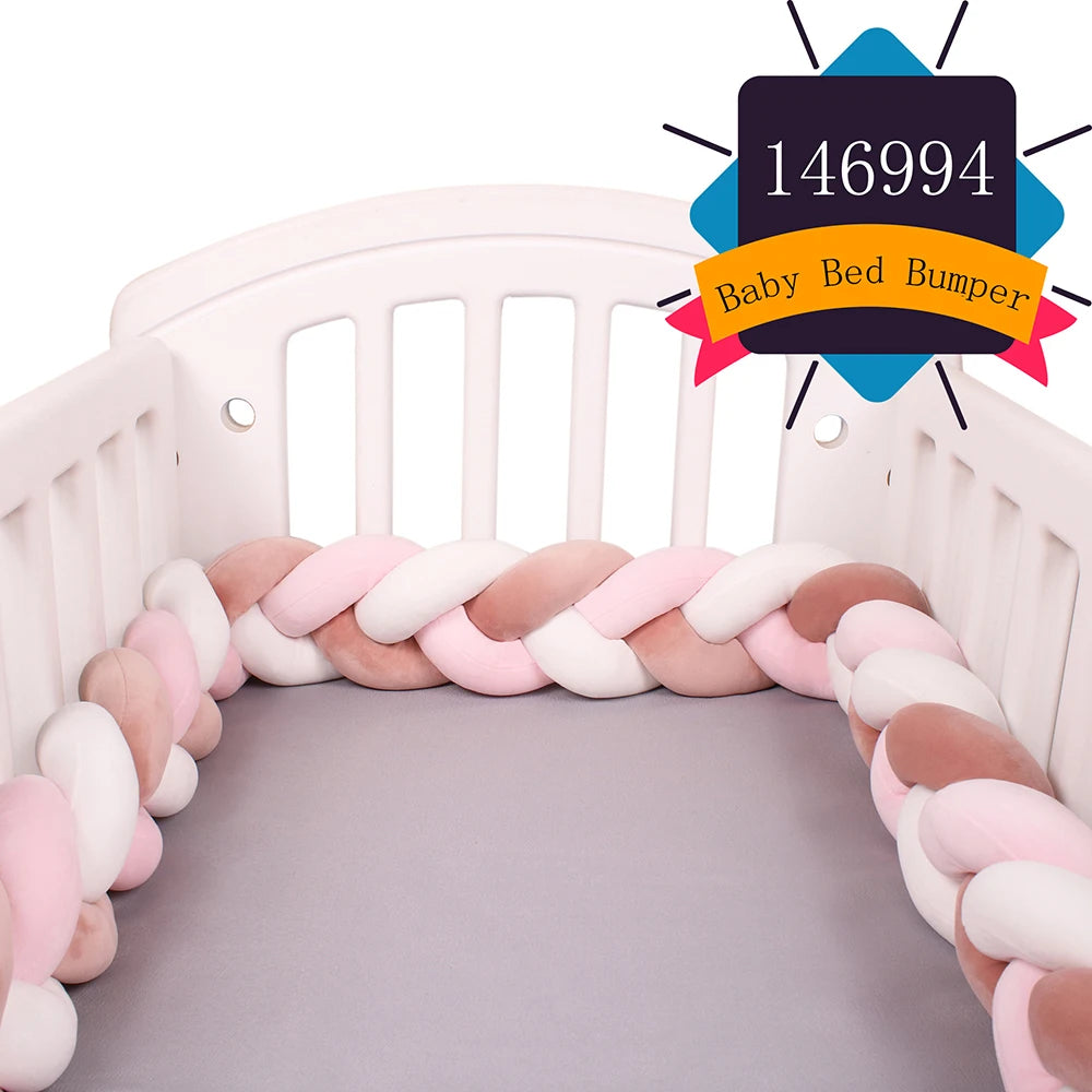 1-4M Baby Bed Bumper For Cribs Boy Girl Baby Bedside Protector  Knotted Braided Cot Room Decor