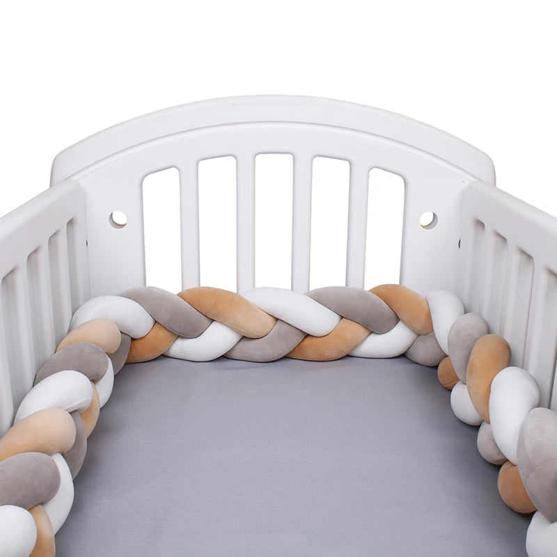 1-4M Baby Bed Bumper For Cribs Boy Girl Baby Bedside Protector  Knotted Braided Cot Room Decor