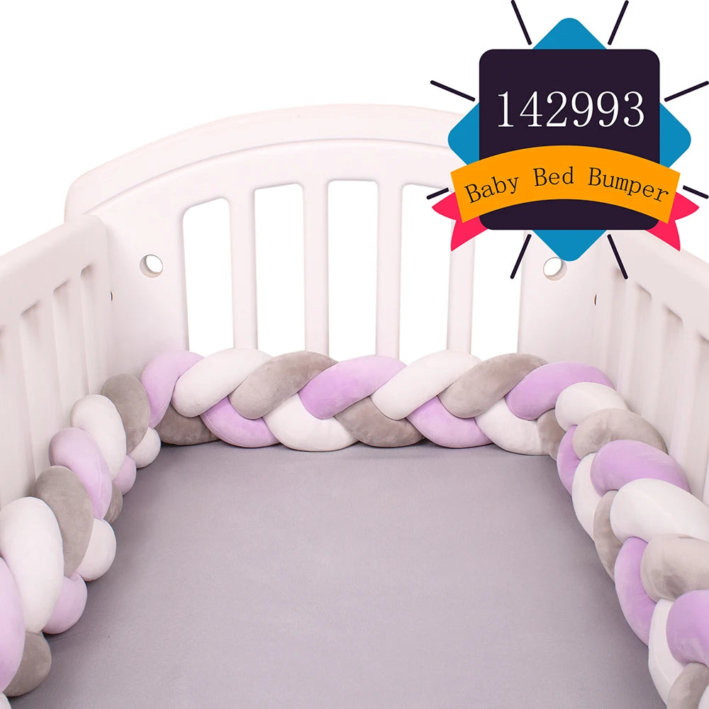 1-4M Baby Bed Bumper For Cribs Boy Girl Baby Bedside Protector  Knotted Braided Cot Room Decor