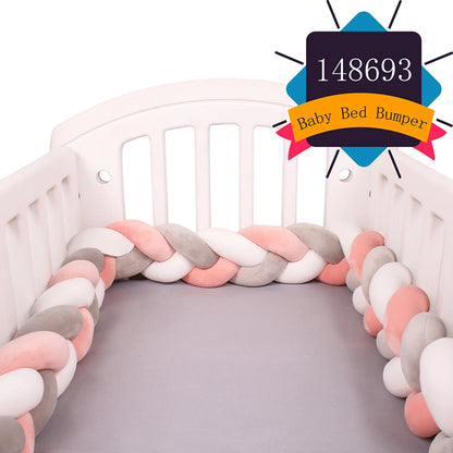 1-4M Baby Bed Bumper For Cribs Boy Girl Baby Bedside Protector  Knotted Braided Cot Room Decor