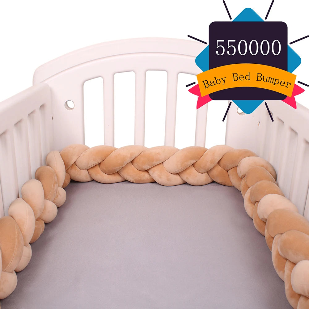1-4M Baby Bed Bumper For Cribs Boy Girl Baby Bedside Protector  Knotted Braided Cot Room Decor