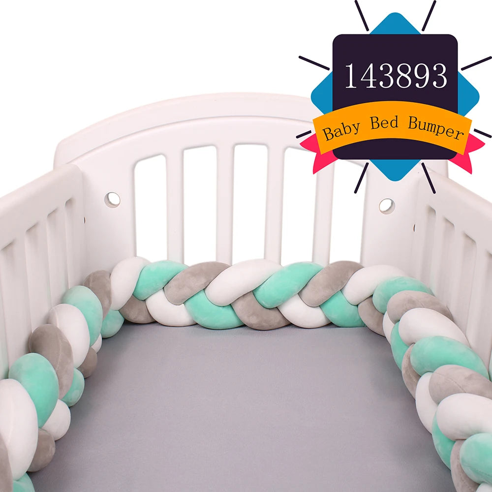 1-4M Baby Bed Bumper For Cribs Boy Girl Baby Bedside Protector  Knotted Braided Cot Room Decor