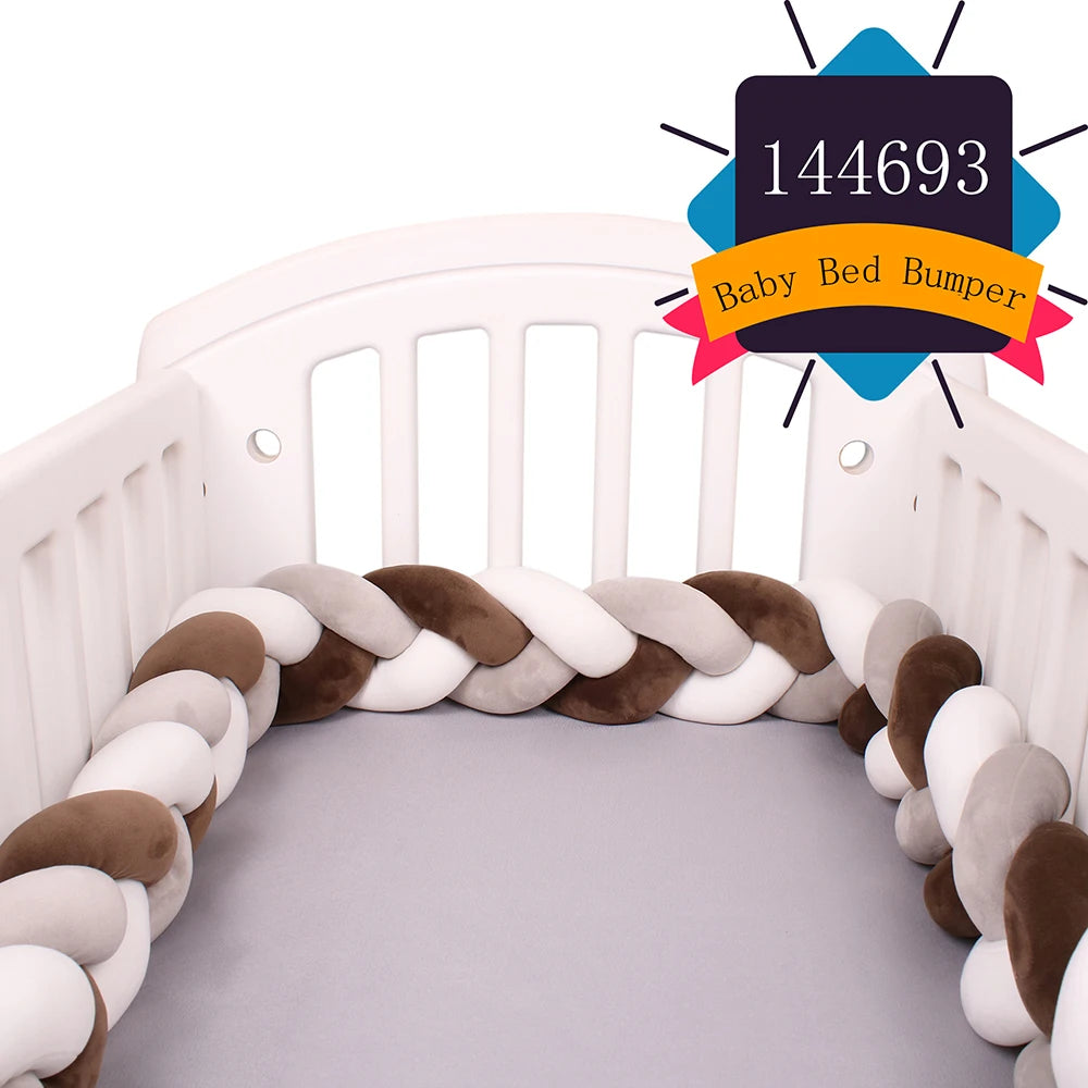1-4M Baby Bed Bumper For Cribs Boy Girl Baby Bedside Protector  Knotted Braided Cot Room Decor