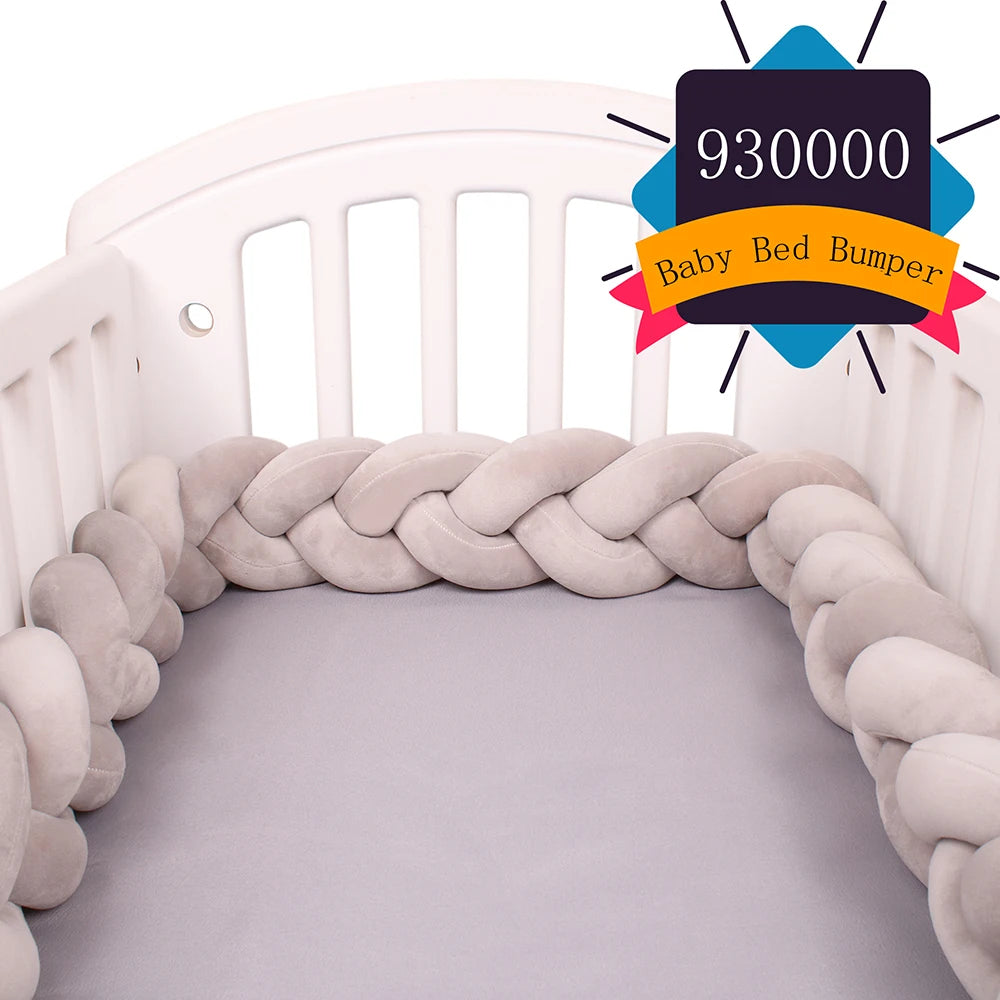 1-4M Baby Bed Bumper For Cribs Boy Girl Baby Bedside Protector  Knotted Braided Cot Room Decor