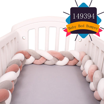 1-4M Baby Bed Bumper For Cribs Boy Girl Baby Bedside Protector  Knotted Braided Cot Room Decor