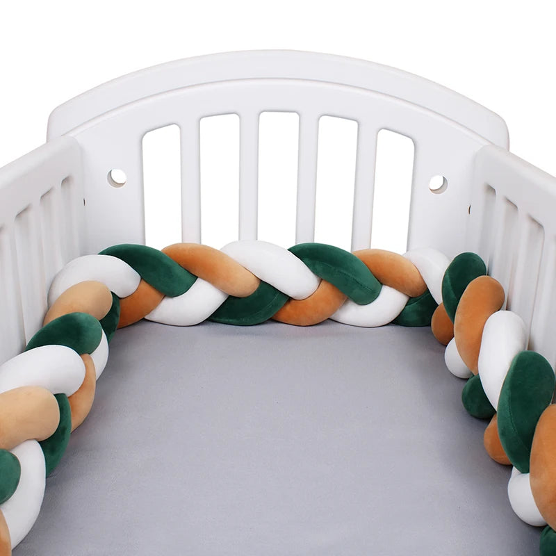 1-4M Baby Bed Bumper For Cribs Boy Girl Baby Bedside Protector  Knotted Braided Cot Room Decor