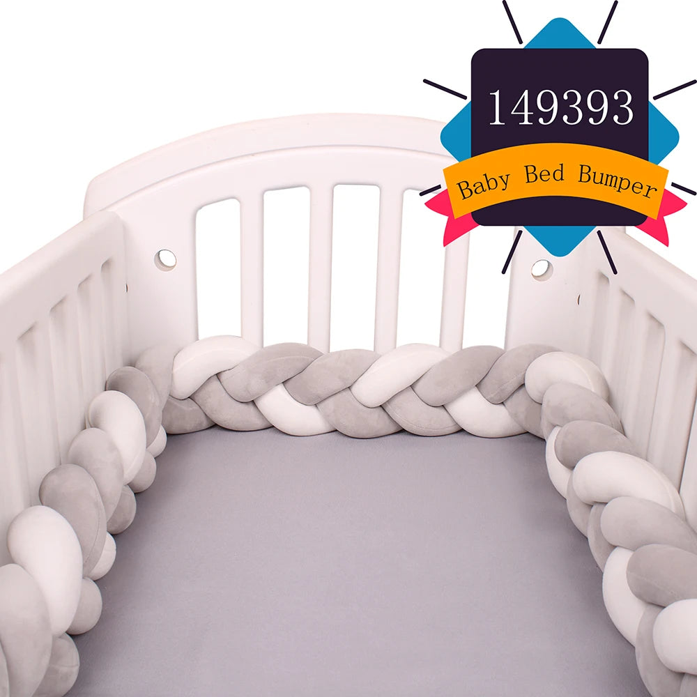 1-4M Baby Bed Bumper For Cribs Boy Girl Baby Bedside Protector  Knotted Braided Cot Room Decor