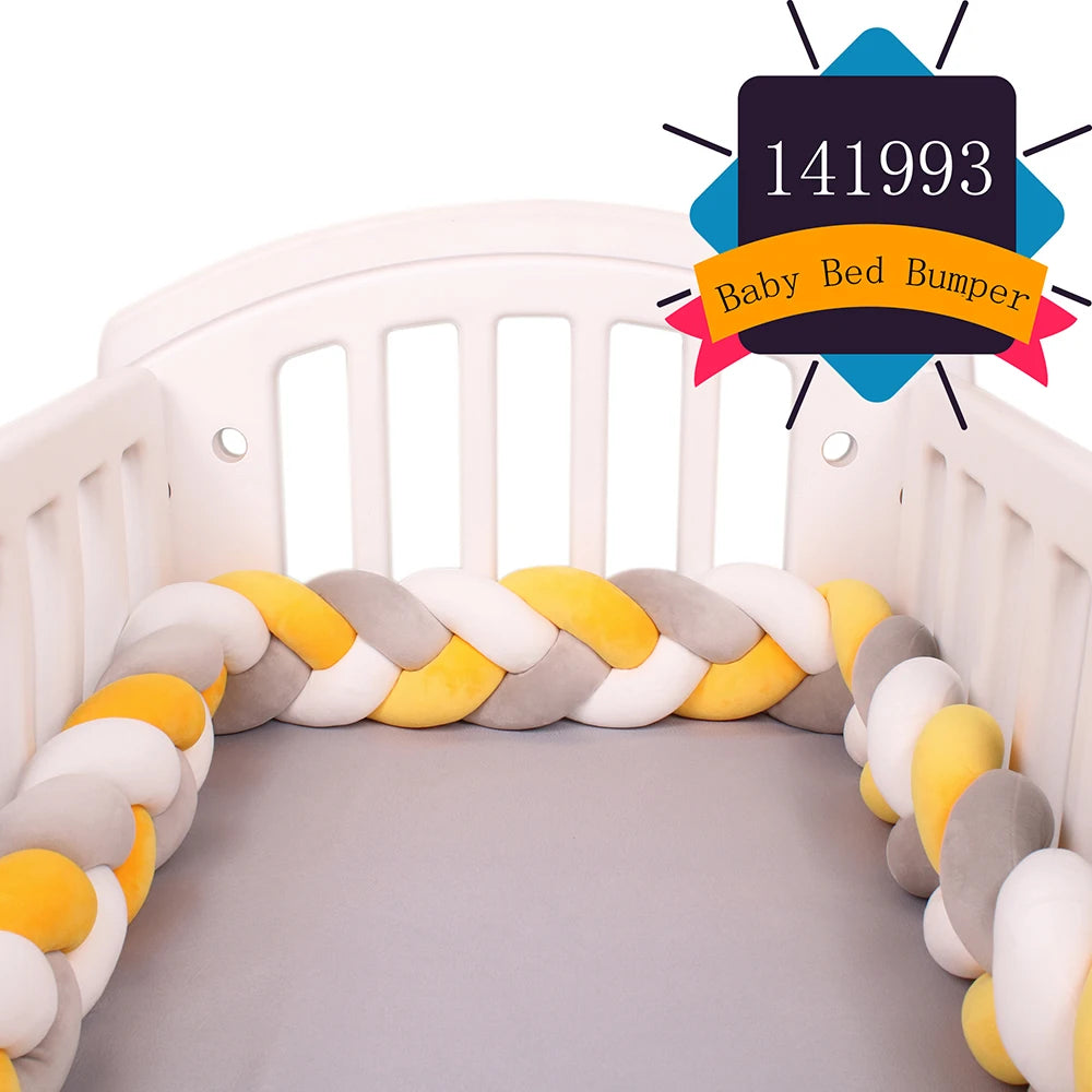 1-4M Baby Bed Bumper For Cribs Boy Girl Baby Bedside Protector  Knotted Braided Cot Room Decor