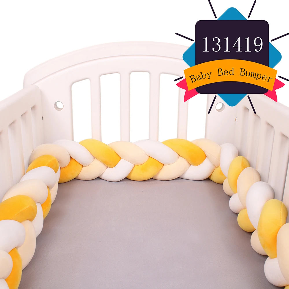 1-4M Baby Bed Bumper For Cribs Boy Girl Baby Bedside Protector  Knotted Braided Cot Room Decor