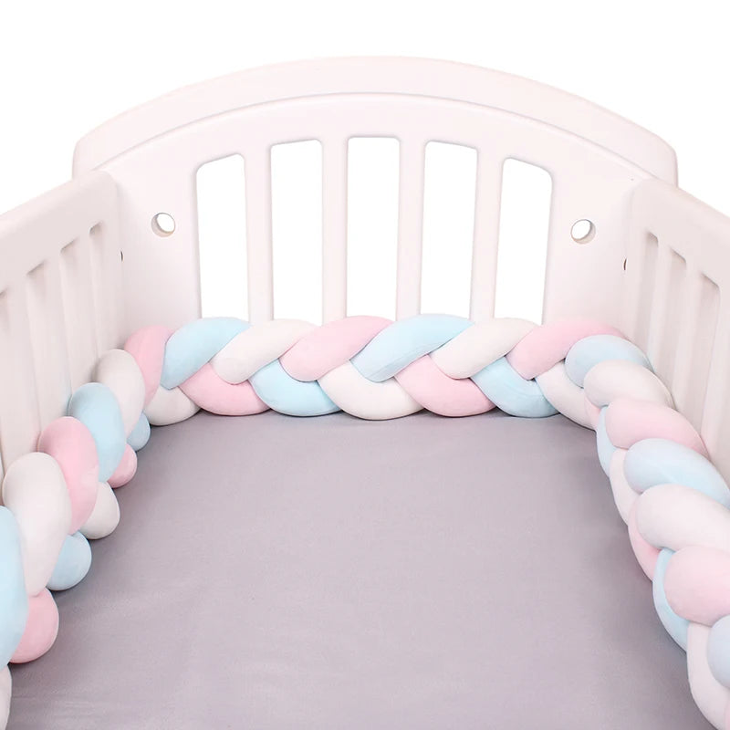 1-4M Baby Bed Bumper For Cribs Boy Girl Baby Bedside Protector  Knotted Braided Cot Room Decor