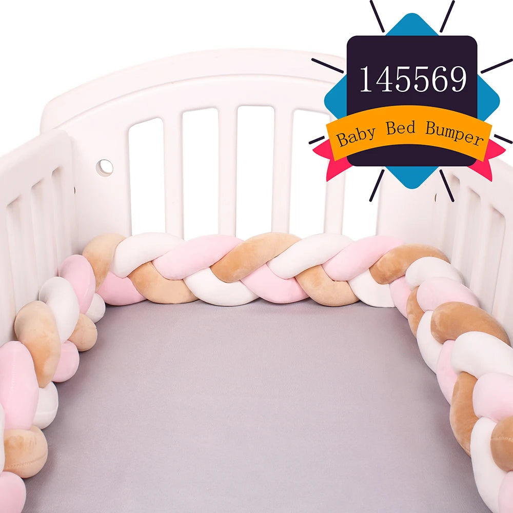 1-4M Baby Bed Bumper For Cribs Boy Girl Baby Bedside Protector  Knotted Braided Cot Room Decor