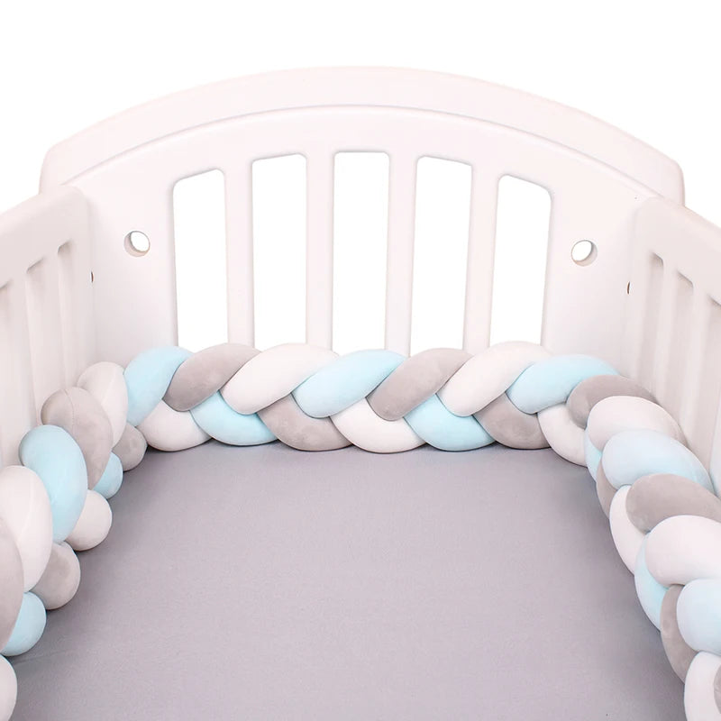 1-4M Baby Bed Bumper For Cribs Boy Girl Baby Bedside Protector  Knotted Braided Cot Room Decor