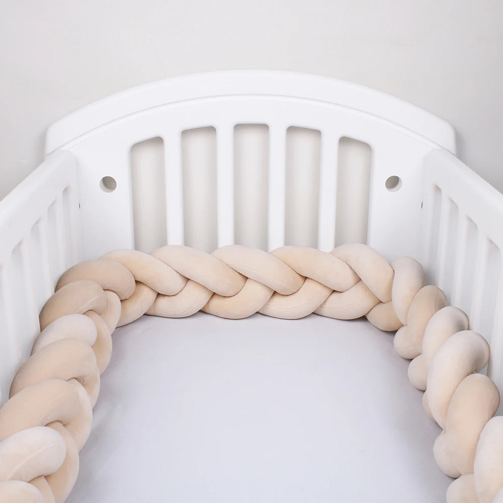 1-4M Baby Bed Bumper For Cribs Boy Girl Baby Bedside Protector  Knotted Braided Cot Room Decor