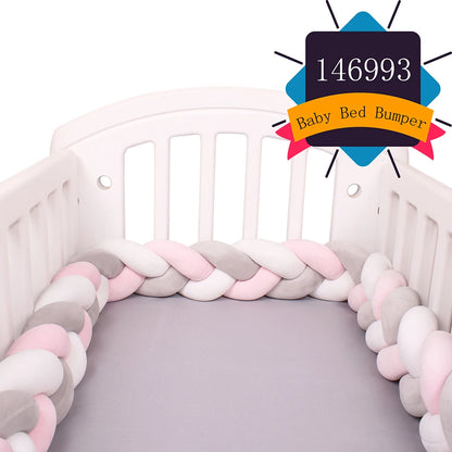 1-4M Baby Bed Bumper For Cribs Boy Girl Baby Bedside Protector  Knotted Braided Cot Room Decor