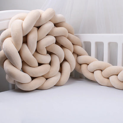 1-4M Baby Bed Bumper For Cribs Boy Girl Baby Bedside Protector  Knotted Braided Cot Room Decor