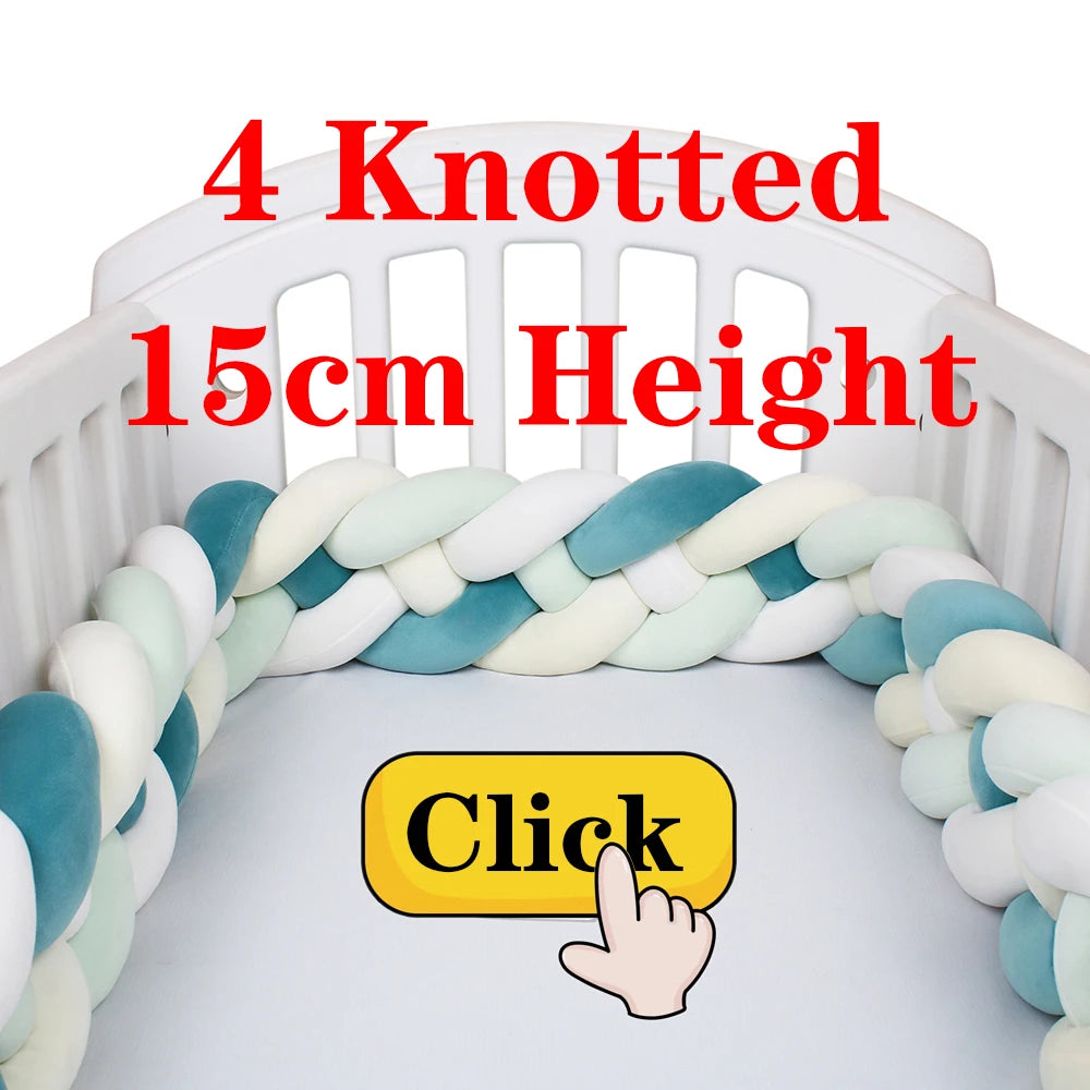 1-4M Baby Bed Bumper For Cribs Boy Girl Baby Bedside Protector  Knotted Braided Cot Room Decor
