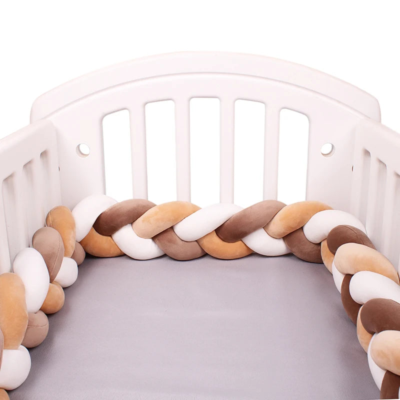1-4M Baby Bed Bumper For Cribs Boy Girl Baby Bedside Protector  Knotted Braided Cot Room Decor