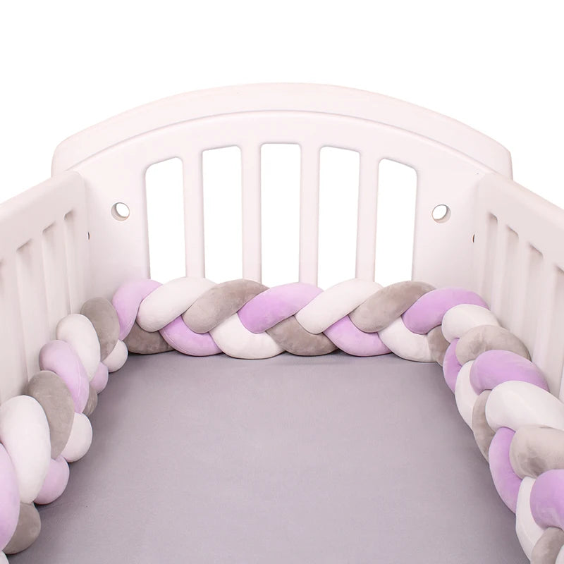 1-4M Baby Bed Bumper For Cribs Boy Girl Baby Bedside Protector  Knotted Braided Cot Room Decor