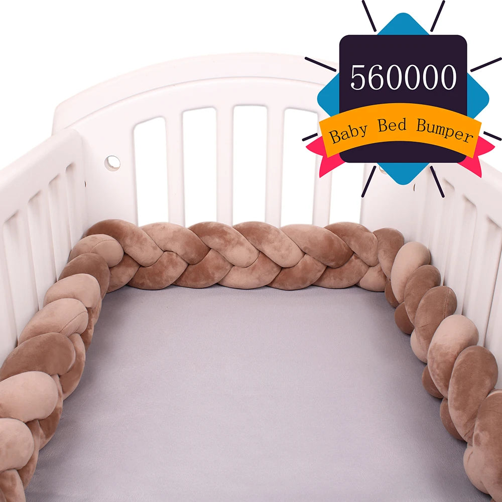 1-4M Baby Bed Bumper For Cribs Boy Girl Baby Bedside Protector  Knotted Braided Cot Room Decor