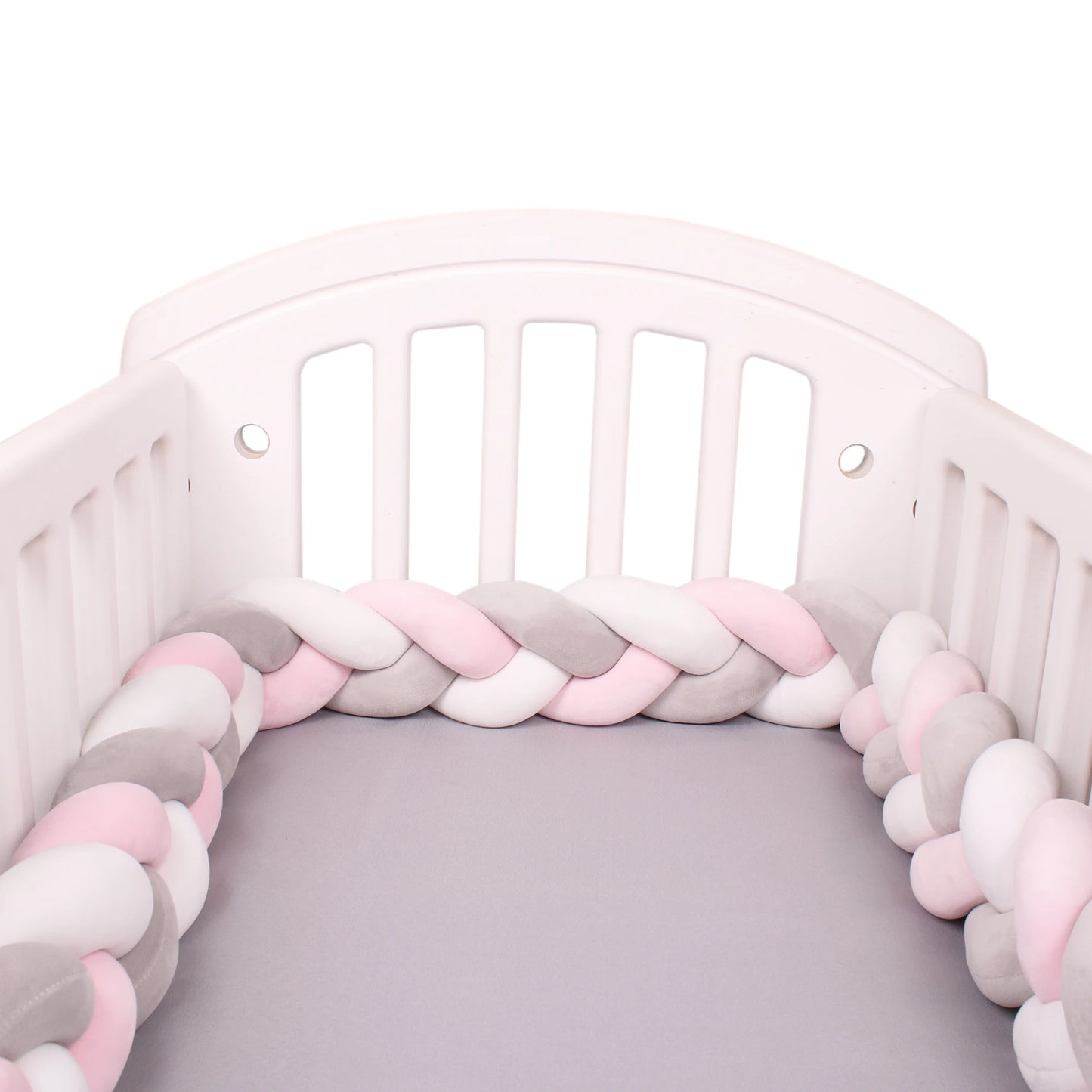1-4M Baby Bed Bumper Handmade Knotted Braid Weaving Plush  Crib Protector Infant Knot Pillow Baby Room Decor