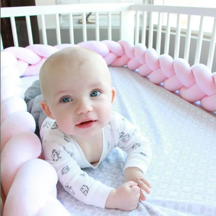 3 Shares Toddler Baby Bed Bumpers In The Crib Newborn 1M/2M/3M/4M Baby Crib Protector Bed Braid Knot Cushion for Infant Kids