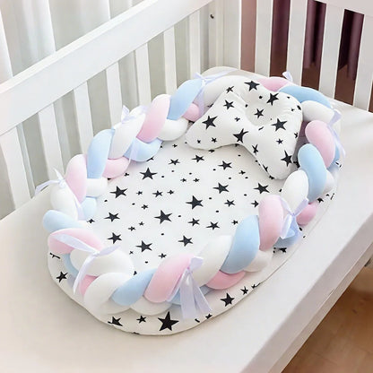 Réducteur de lit bébé tresse Gris Clair