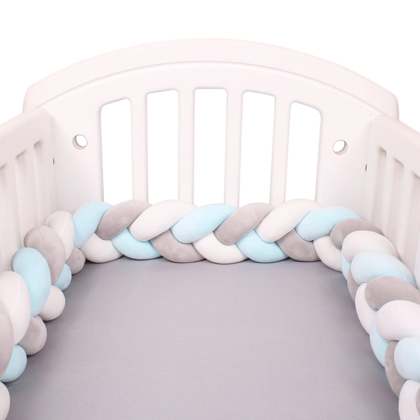 1-4M Baby Bed Bumper Handmade Knotted Braid Weaving Plush  Crib Protector Infant Knot Pillow Baby Room Decor