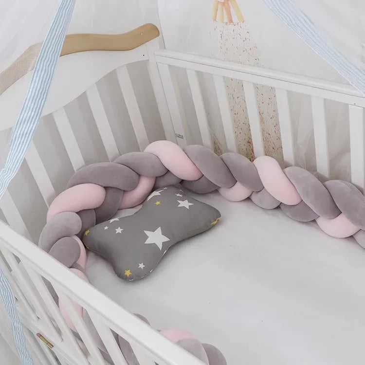 Baby Crib Protector Bed Braid Knot Cushion for Infant Kids 3 Shares Toddler Baby Bed Bumpers In The Crib Newborn 1M/2M/3M/4M