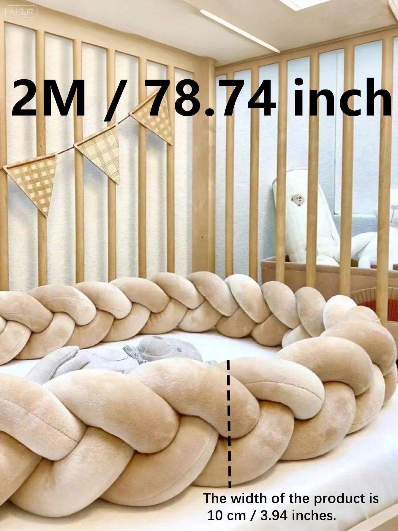Baby Crib Protector Bed Braid Knot Cushion for Infant Kids 3 Shares Toddler Baby Bed Bumpers In The Crib Newborn 1M/2M/3M/4M