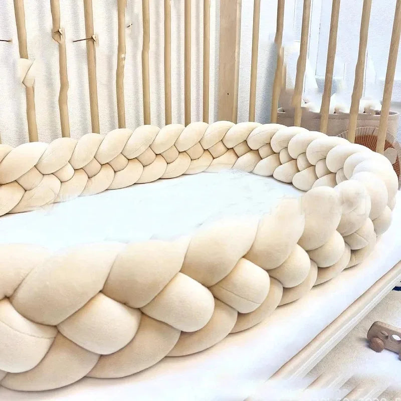 3 Shares Toddler Baby Bed Bumpers In The Crib Newborn 1M/2M/3M/4M Baby Crib Protector Bed Braid Knot Cushion for Infant Kids