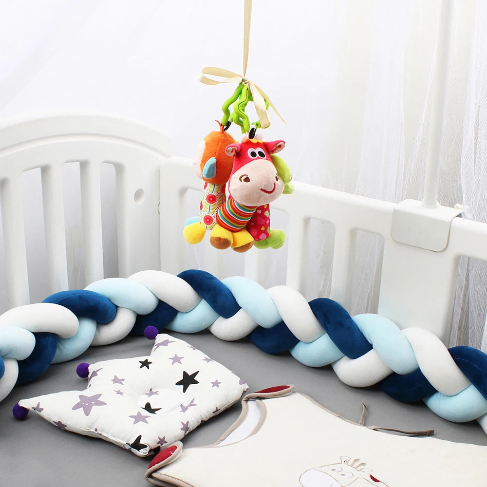 1-4M Baby Bed Bumper For Cribs Boy Girl Baby Bedside Protector  Knotted Braided Cot Room Decor