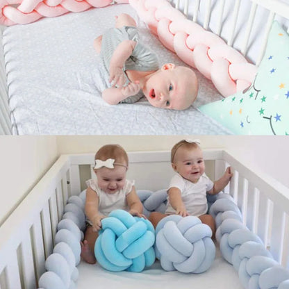 3 Shares Toddler Baby Bed Bumpers In The Crib Newborn 1M/2M/3M/4M Baby Crib Protector Bed Braid Knot Cushion for Infant Kids