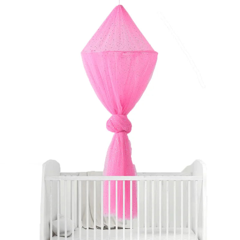 Ciel de lit bébé pêche pailleté