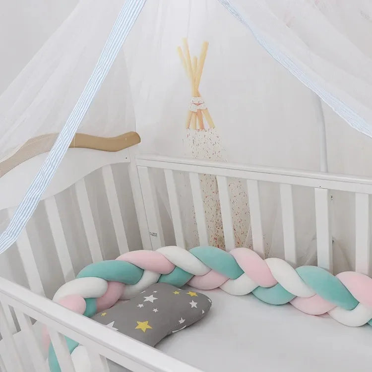 Baby Crib Protector Bed Braid Knot Cushion for Infant Kids 3 Shares Toddler Baby Bed Bumpers In The Crib Newborn 1M/2M/3M/4M
