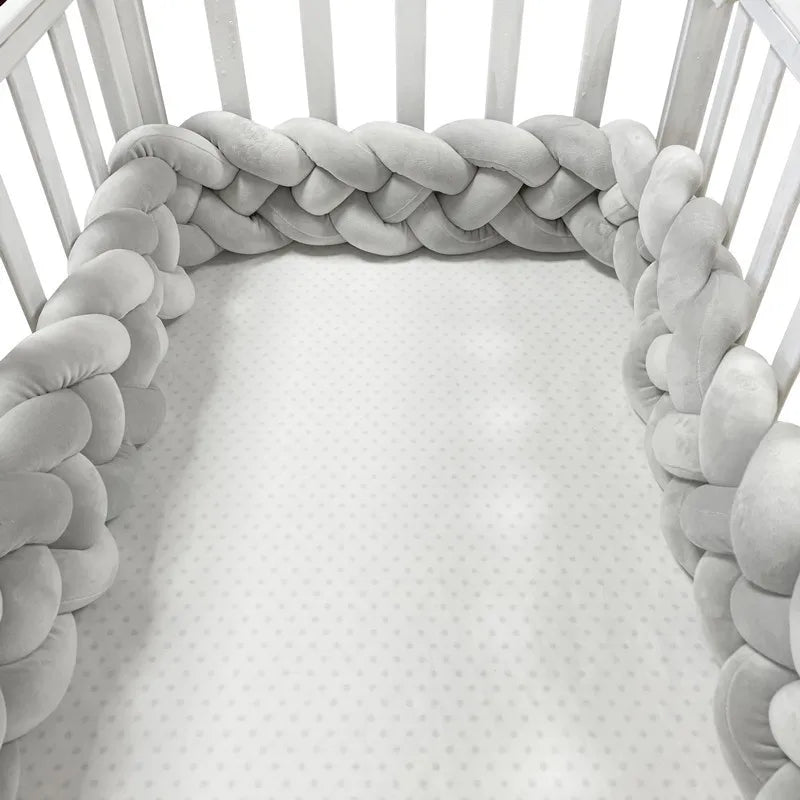 4 Knotted 2-4M Tresse De Lit Crib Bumper Skin-Friendly Fabric Baby Room Decor Handmade Cushion Knotted Braid Pillow Soft Pad