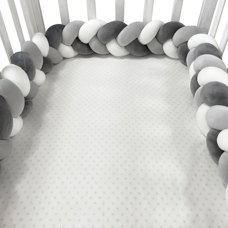 3 Shares Toddler Baby Bed Bumpers In The Crib Newborn 1M/2M/3M/4M Baby Crib Protector Bed Braid Knot Cushion for Infant Kids