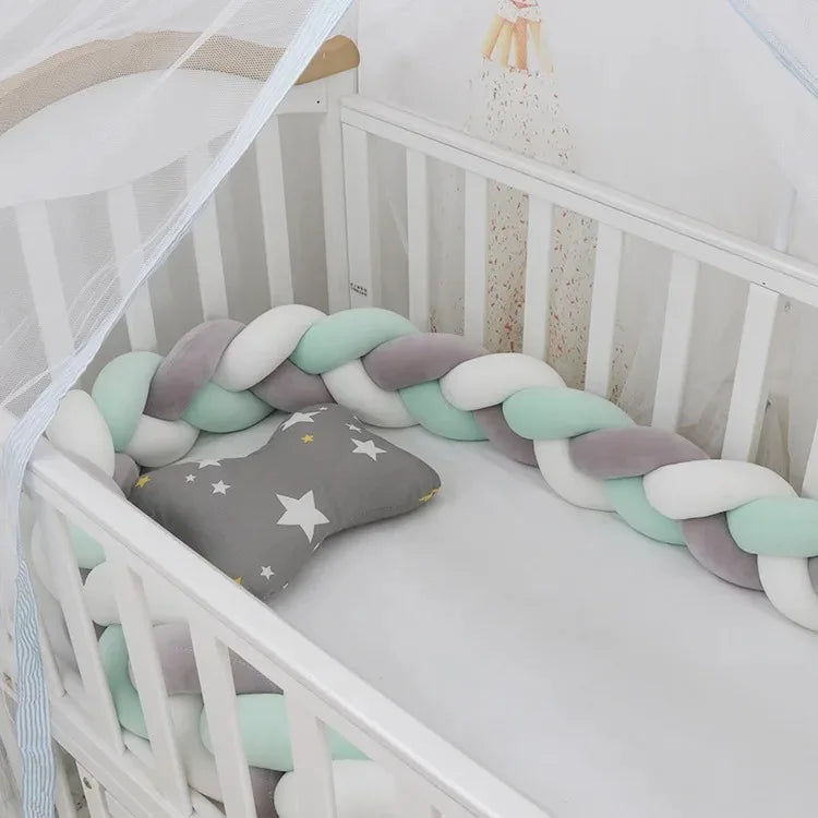 Baby Crib Protector Bed Braid Knot Cushion for Infant Kids 3 Shares Toddler Baby Bed Bumpers In The Crib Newborn 1M/2M/3M/4M