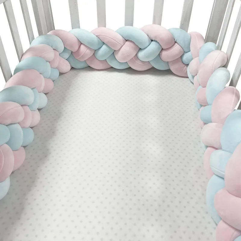 4 Knotted 2-4M Tresse De Lit Crib Bumper Skin-Friendly Fabric Baby Room Decor Handmade Cushion Knotted Braid Pillow Soft Pad