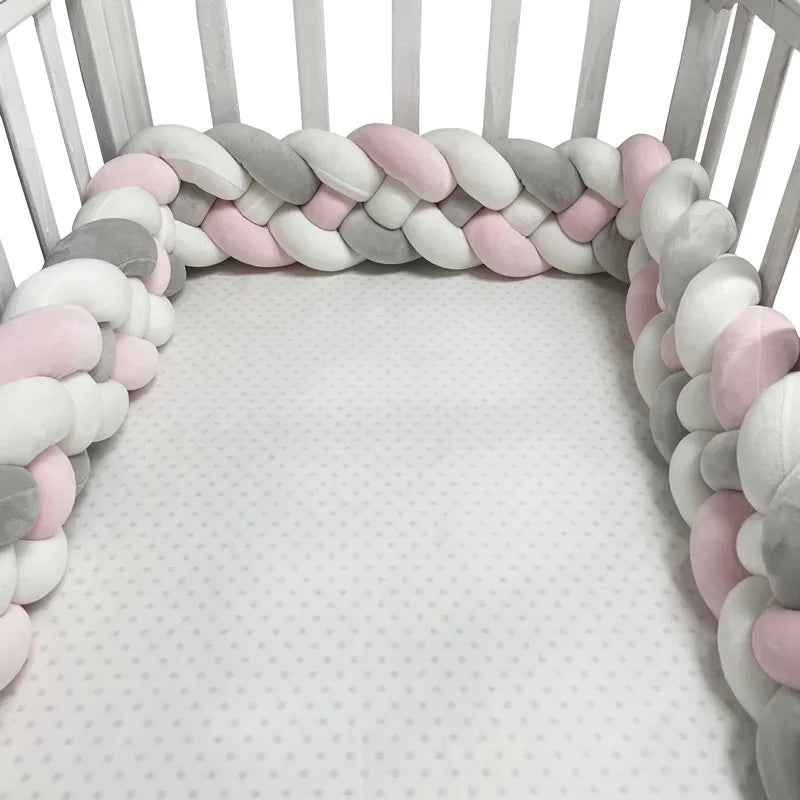 4 Knotted 2-4M Tresse De Lit Crib Bumper Skin-Friendly Fabric Baby Room Decor Handmade Cushion Knotted Braid Pillow Soft Pad
