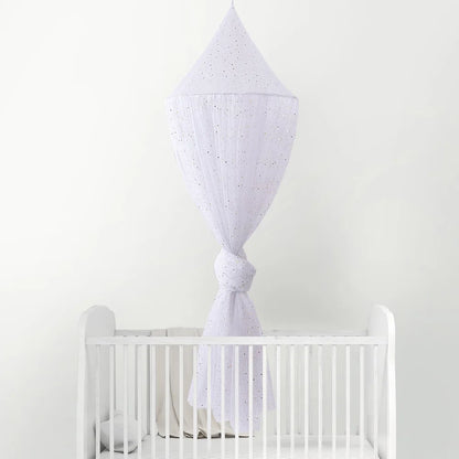 Ciel de lit bébé pêche pailleté