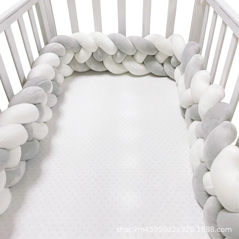 4 Knotted 2-4M Tresse De Lit Crib Bumper Skin-Friendly Fabric Baby Room Decor Handmade Cushion Knotted Braid Pillow Soft Pad