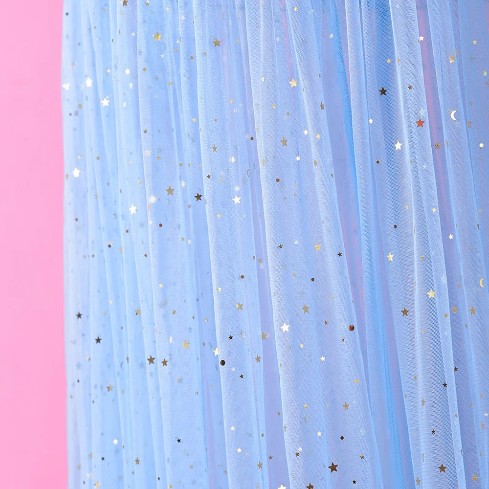 Ciel de lit bébé bleu pailleté