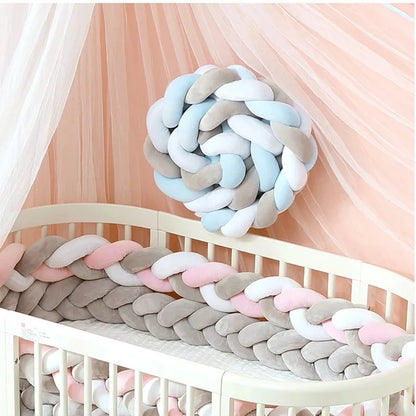 3 Shares Toddler Baby Bed Bumpers In The Crib Newborn 1M/2M/3M/4M Baby Crib Protector Bed Braid Knot Cushion for Infant Kids