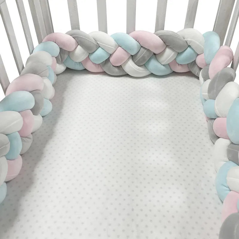 4 Knotted 2-4M Tresse De Lit Crib Bumper Skin-Friendly Fabric Baby Room Decor Handmade Cushion Knotted Braid Pillow Soft Pad